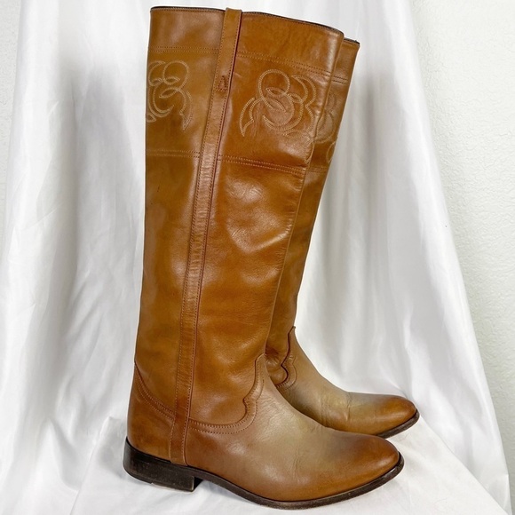 Golden Goose Pony Tall Leather Distressed Riding Boots